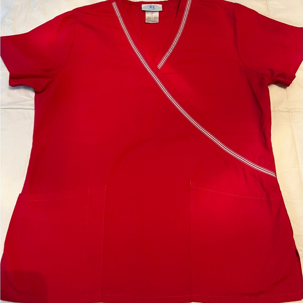 SB Scrubs Classic Red Top with White Accent